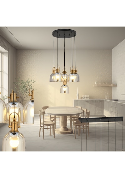 Lampaluce Zaira Modern Tasarım Salon Aydınlatması Sarkıt Avizesi 6'lı Eskitme