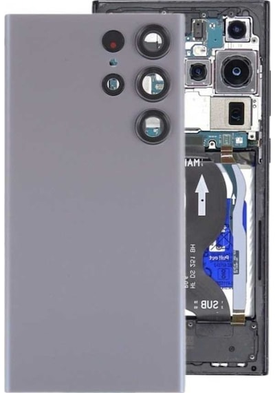 Tongxida Samsung Galaxy S23 Ultra Sm-s918 İçin Ultra Kamera Kapağı, Pil Ve Cam Kapağı Gri