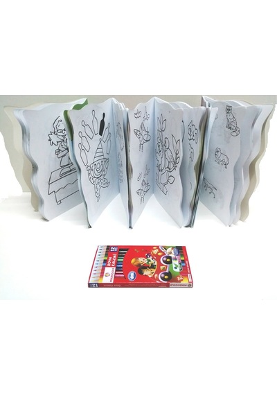 Boyama Seti 4 Kitap Ve 12 Renk Boyama Kalemi