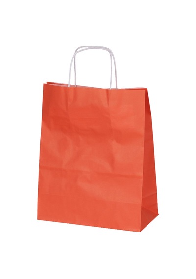 Burgu Saplı Turuncu Kağıt Çanta 25x12x31 Cm - 25 Adet