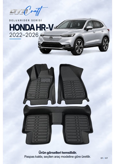 Otocraft Honda Hr-v 2022-2026 Araca Özel Deluxrider Lüks Havuzlu Paspas Tam Set 3 Parça