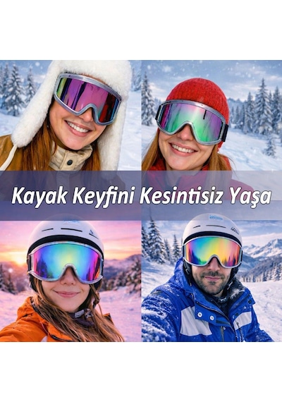 2 Adet Kayak Gözlüğü Aynalı Gökkuşağı Ventilli Güneş Kar Koruyucu Gözlük Uv Korumalı Snowboard Glasses Gözlük Gökkuşağı