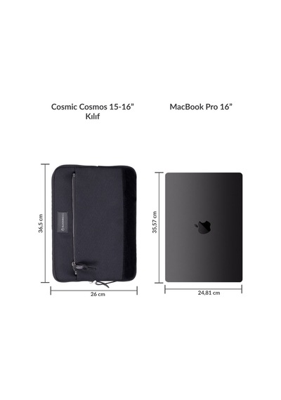 Bloominbag Cosmic Cosmos 15-16 İnç Macbook Uyumlu / Laptop Kılıfı Kılıf Siyah