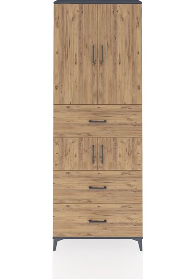 Arges Dolap 4 Raflı 3 Çekmeceli 4 Kapaklı 88x30x243 Antrasit-çam Antrasit