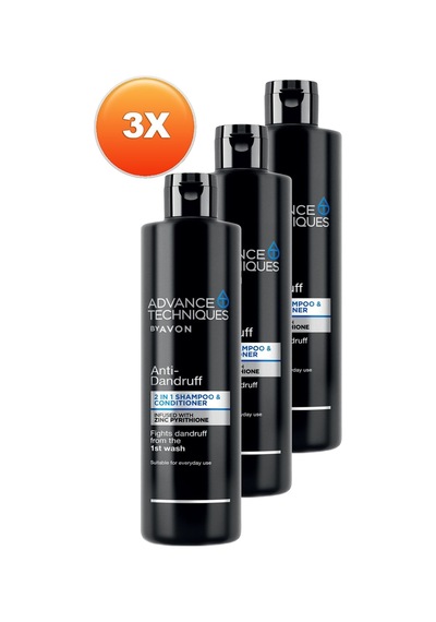 Avon Advance Techniques Kepek Karşıtı 2'si 1 Arada Şampuan + Saç Kremi 3 x 400 ML