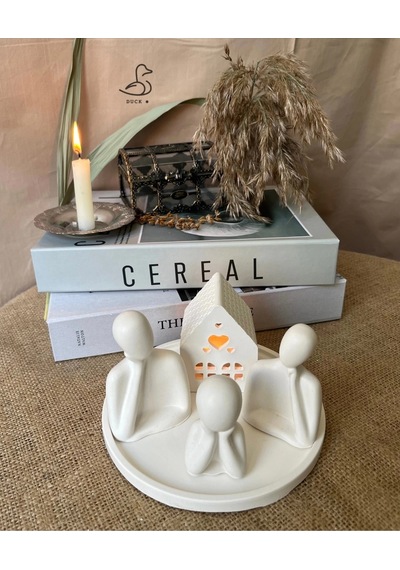 Üçlü Aile Minik Ev Dekoratif Set