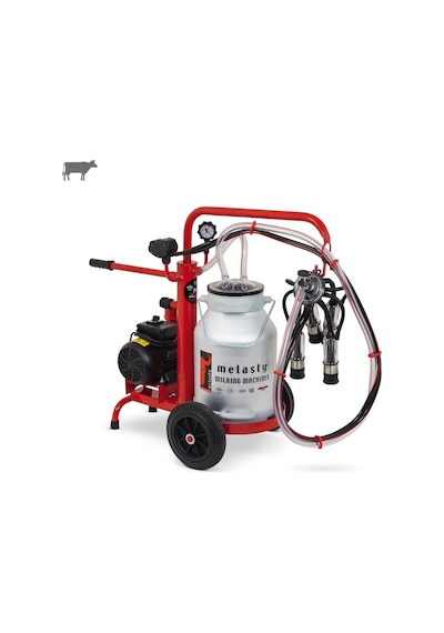 Melasty Ecomini Tekli İnek Süt Sağma Makinesi Alüminyum Güğüm - Kauçuk Memelik Kuru Pompa