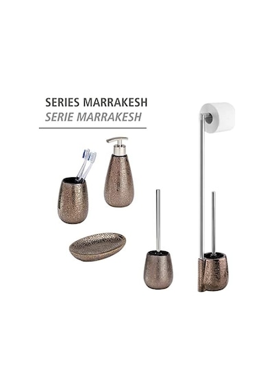 Marrakesh Klozet Takımı, Tuvalet Fırçası Tutucu, Seramik, Ø 12,5 X 41 Cm, Kahverengi 508 Yeşil