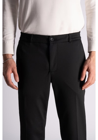 Beli Yarım Lastikli Chino Slim Fit Crop Pantolon Siyah Siyah