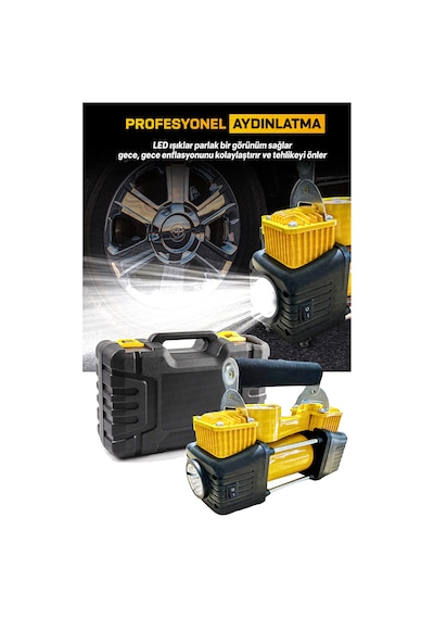 Profesyonel Çift Pistonlu 12v 150 Psi Hızlı Dolum Araba Lastik Bot Şişirme Kompresörü Lastik Set