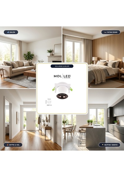 Molled Vindor Serisi 8w Sıva Altı Led Spot Dış Beyaz İç Platin 3000k - Mol5041-1