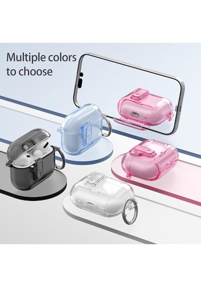 Apple Uyumlu AirPods 4. Nesil İle Kılıf Standlı Kilitli Tpu Premium Matte Trip Case Şeffaf