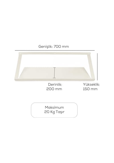 Tr Ziglat 150 Serisi Endüstriyel Duvar Tipi Raf 700x200x150 Mm Mat Beyaz 20 Kg Taşıma Kapasiteli Diğer