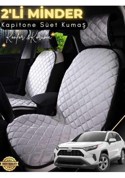 Toyota Rav 4 Uyumlu 2'li Süet Oto Koltuk Minderi Terletmez Universal Oto Aksesuar A11 Gri