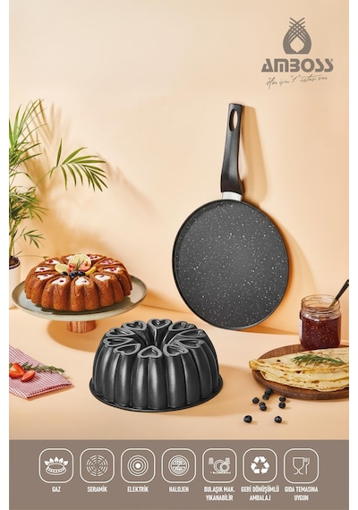 Sweet 2 Parça Krep Tava & Kek Kalıbı siyah