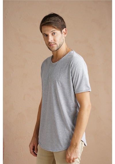 Tarz Cool Pis Yaka T-shirt Gri