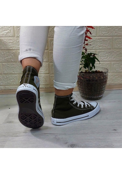 Fiyra 555 Haki Uzun Unisex Sneaker Keten Spor Ayakkabı 001