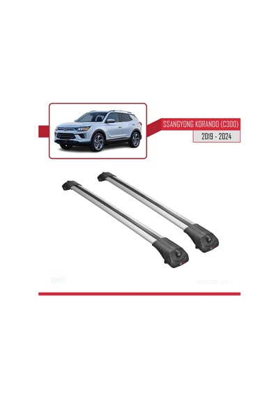 Ssangyong Korando C300 2019 Ve Sonrası İle Uyumlu Ace-1 Ara Atkı Tavan Barı Gri