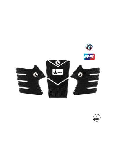 Bmw Gs R1250 İle Uyumlu Kaydırmaz 6d Karbon 9 Parça Tank Pad Seti Gc32 KARBON