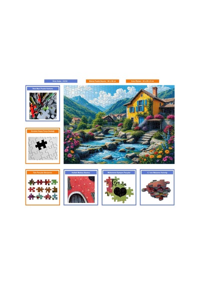 Nova Puzzle 1000 Parçalı Dağların Gölgesinde Sarı Ev Puzzle/yapboz - 41210