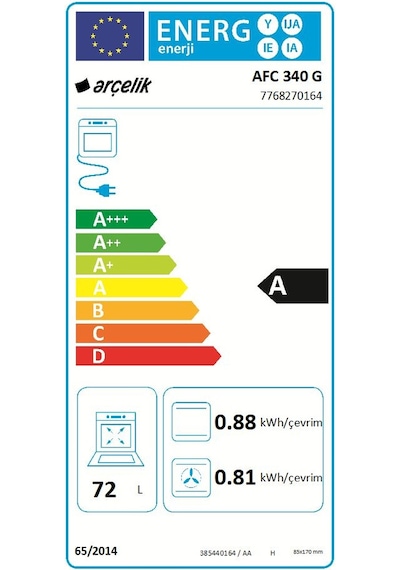 Arçelik AFC 340 G 72 L Ankastre Fırın