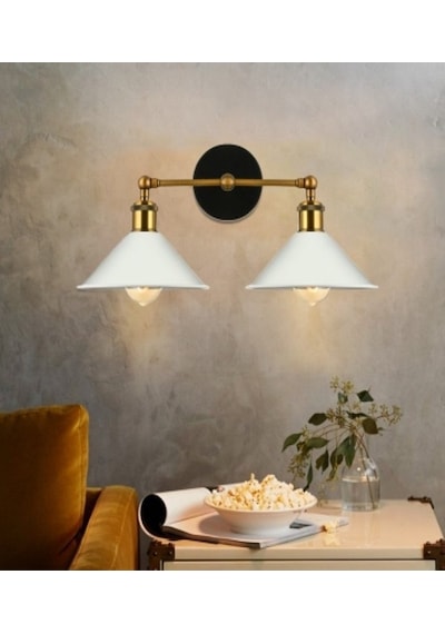 Riolight Retro İkili Metal Aplik Şapka Çapı 22cm Siyah