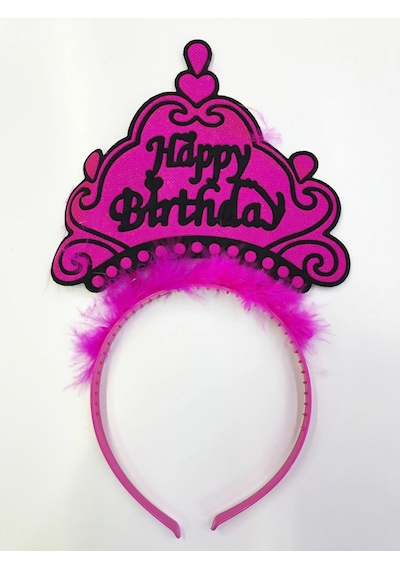 Happy Birthday Yazılı Neon Renk Taç 12 Adet Çocuk