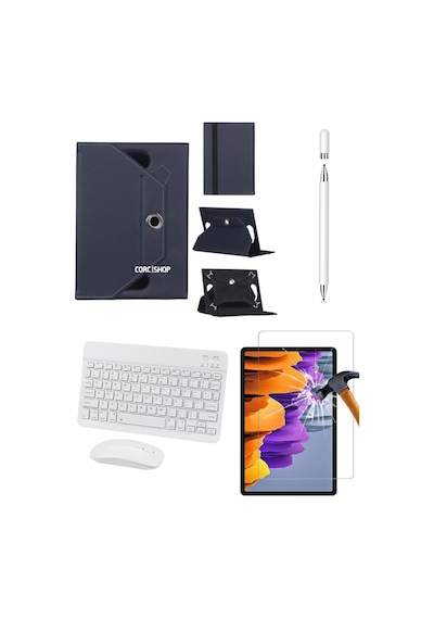 Doogee T20 Ultra 12inç Uyumlu 4in1 Set Klavye Mouse Kılıf Kalem Ekran Koruyucu