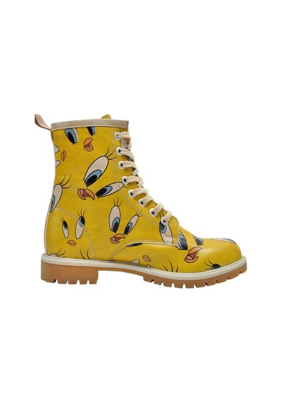 Kadın Vegan Deri Sarı Uzun Bot - Warner Bros Tweety İn Yellow Tasarım Multicolor