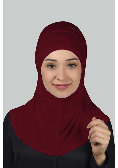 Altobeh İkili Set Pratik Eşarp Hazır Türban ve Hijab Tesettür Bonesi - Bordo