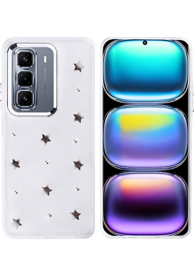 Zore İnfinix Hot 50 Pro Plus 4g Kılıf Airbag Tasarımlı Simli Şeffaf Kutup Kapak - Yıldız