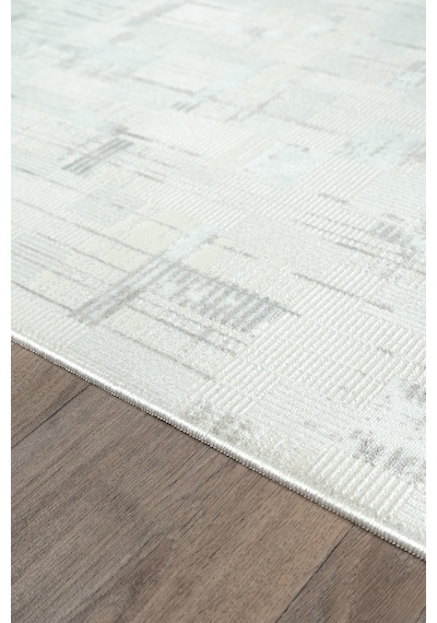 Bambum 1003 Gri Vintage Serpme Desenli Saten Kadife Halı Modern Kaymaz Tabanlı Salon Koridor Halısı Gri - Beyaz