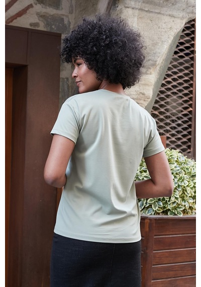 Jument Kadın Sıfır Yaka Kırışmaz Span Karışımlı Şık Kısa Kol Likralı T-shirt Bluz-açık Haki A.haki Jument Kadın Sıfır Yaka Kırışmaz Span Karışımlı Şık Kısa Kol Likralı T-shirt Bluz-açık Haki A.haki