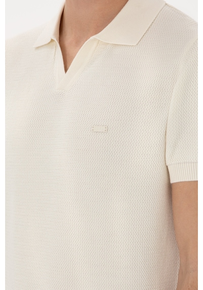 U.S. Polo Assn. Erkek Slim Fit Polo Yaka Krem Tişört 50299409-VR071