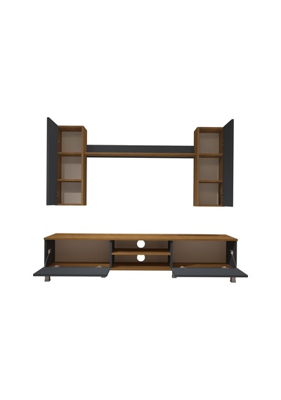 Decoraktiv Eko 5d Mdf Dvd Krom Ayaklı Tv Ünitesi Tv Sehpası Pera - Antrasit