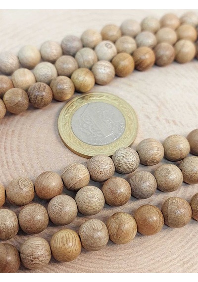 Bileklik Boy Ud Ağacı Ahşap Yarım Dizi 8mm 45268 18cm Uzunluğundadır Çok Renkli