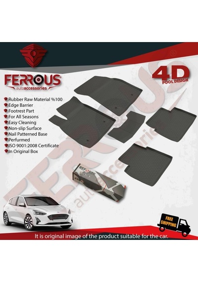 Turkmenaksesuar Ford Focus 5 Refref 4D Havuzlu Kauçuk Paspas 2019 Ve Üstü Siyah