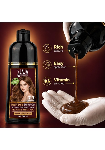 Saç Boyası Şampuanı Karamel 7.7, Erkekler Ve Kadınlar İçin, Bitkisel Saç Boyası Şampuanı, Gri Saç Kapatıcı, Sülfatsız, 300 Ml