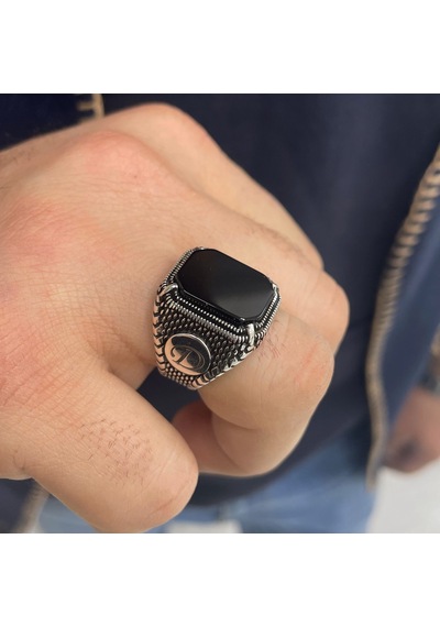 Simurg Jewellery 925 Ayar Gümüş Harfli Erkek Yüzük