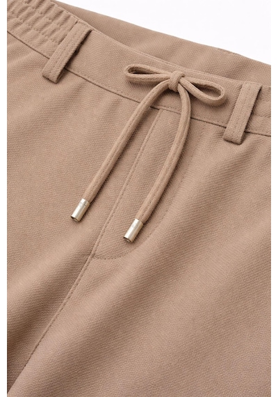 Yazı Erkek Slim Fit Dar Kesim Beli Bağlamalı Yan Cepli Casual Jogger Pantolon Sütlü Kahve Yazı Erkek Slim Fit Dar Kesim Beli Bağlamalı Yan Cepli Casual Jogger Pantolon Sütlü Kahve