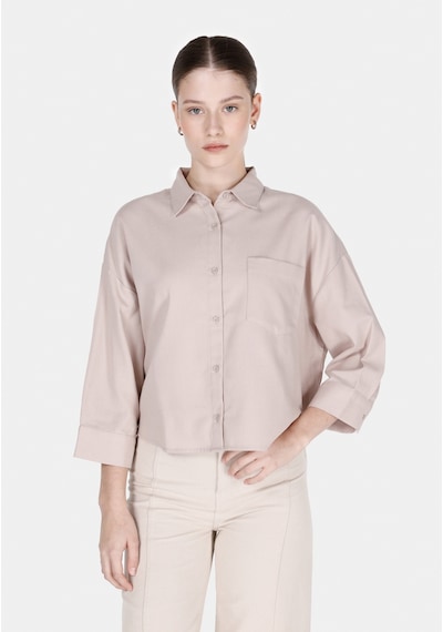 Colin's Colins Regular Fit Shirt Neck Düz Kadın Vizon ¾ Kol Gömlek Cl1073326 Cl1073326 Q1.v1 Msh Mushroom Çok Renkli