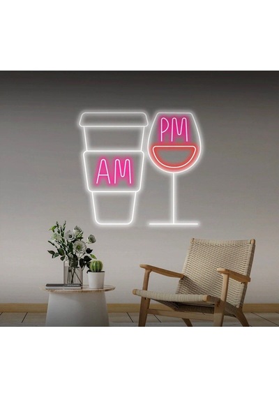 Coffee Wine Am Pm Neon Tabela Pembe