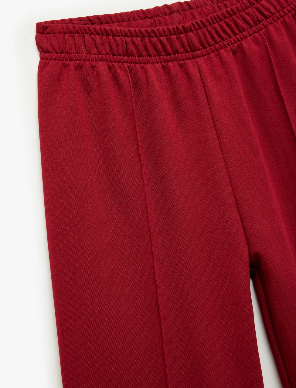 Koton Pamuklu Beli Lastikli Geniş Paça Pantolon Bordo 6wkg40071ak Bordo