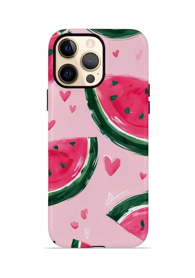 Apple iPhone Uyumlu 12 Pro Max Vorian Çift Katmanlı Kılıf Watermelon Hearts