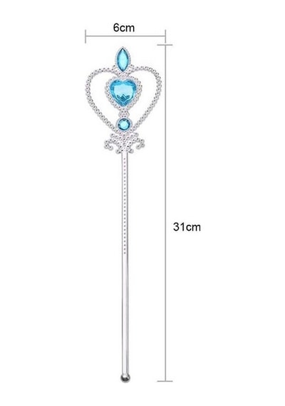 Frozen Elsa Temalı Mavi Kalp Taşlı Sihirli Asa Kız Çocuk Kostüm Aksesuarı - 31 Cm