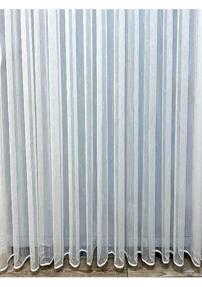 Lexroo Evdepo Home Kırık Beyaz Kullanıma Hazır Seyrek Pileli Vual Çizgili Tül Perde 280 X 270 Cm