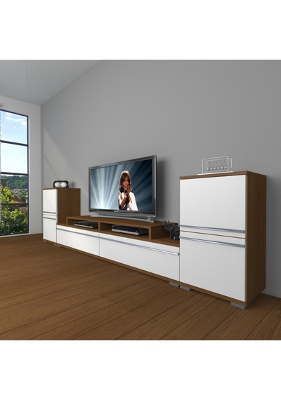 Decoraktiv Ekoflex On2 Mdf Tv Ünitesi Tv Sehpası - Ceviz Beyaz Ahşap - Beyaz
