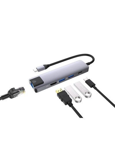5 Port Usb Hub 3.0 Type C To Ethernet/hdmı Dönüştürücü Çoklayıcı
