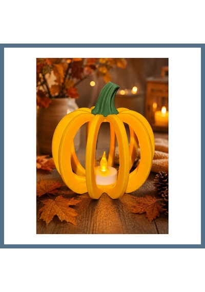 Buradabulabilirsin 3d Baskı Delikli Balkabağı Fener Tealight Mumluk Sonbahar Cadılar Bayramı Dekoratif Şamdan Turuncu Bbz