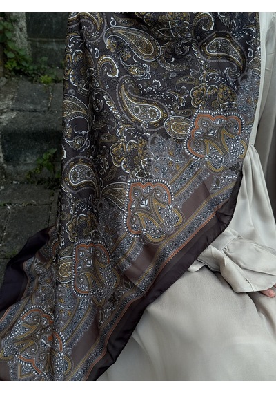 Qalortex Scarf Pamuklu Etnik Desen Şal-kahve